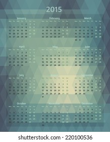 Abstract vector 2015 year polygonal calendar