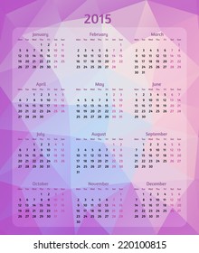 Abstract vector 2015 year polygonal calendar