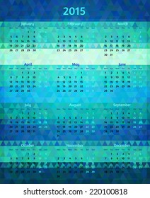 Abstract vector 2015 year polygonal calendar