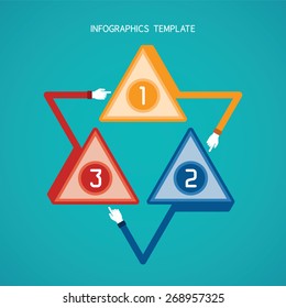 Abstract vector 3 steps infographic template in flat style for layout workflow scheme, numbered options, chart or diagram