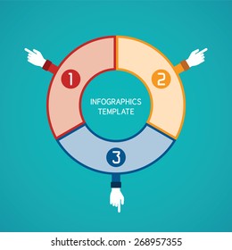 Abstract vector 3 steps infographic template in flat style for layout workflow scheme, numbered options, chart or diagram