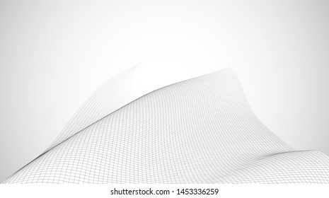 abstract vector 3d background with bends and wave