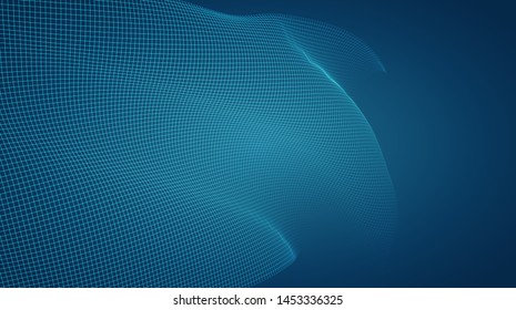 abstract vector 3d background with bends and wave
