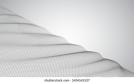 abstract vector 3d background with bends and wave