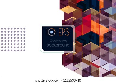 Abstract vector 3d colorful geometric cubes template on white space background