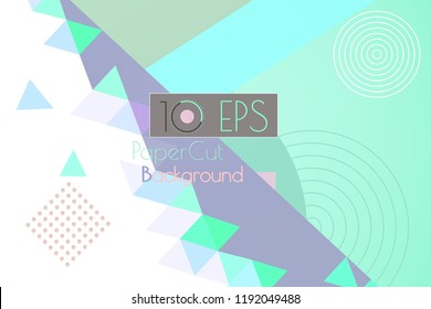 Abstract vector 3D colorful pastel papercut effect and triangular geometry template background
