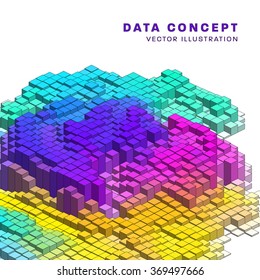 Abstract Vector 3D Cyberspace Grid for Science Background. Technology vector illustration.