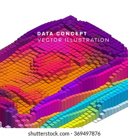 Abstract Vector 3D Cyberspace Grid for Science Background. Technology vector illustration.