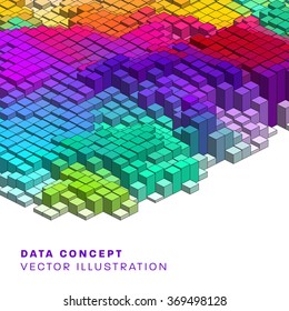 Abstract Vector 3D Cyberspace Grid for Science Background. Technology vector illustration.