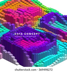 Abstract Vector 3D Cyberspace Grid for Science Background. Technology vector illustration.