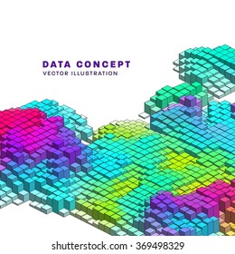 Abstract Vector 3D Cyberspace Grid for Science Background. Technology vector illustration.