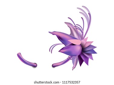 Abstract vector 3d flower  in trendy ultra violet color scheme. Vector creative illustration, EPS 10, isolated.