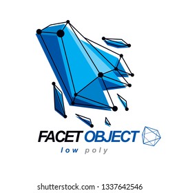 Abstract vector 3d geometric low poly object. Technology and science conceptual logo.