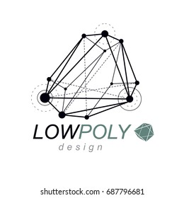 Abstract vector 3d geometric low poly object. Technology and science conceptual logo.