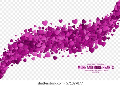 Abstract Vector 3d Hearts on Transparent Backdrop. Valentine's Day illustration