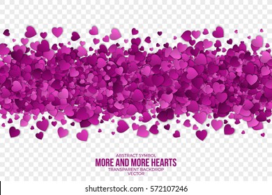 Abstract Vector 3d Hearts on Transparent Backdrop. Valentine's Day illustration