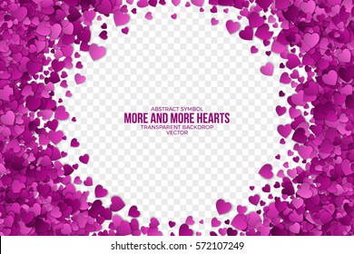 Abstract Vector 3d Hearts on Transparent Backdrop. Valentine's Day illustration