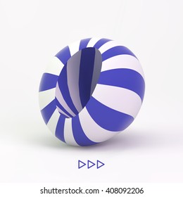 Abstract Vector 3D Illustration. Striped Object.