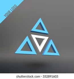 Abstract vector 3d logo. Arches in perspective projection. Figure of triangles for your design