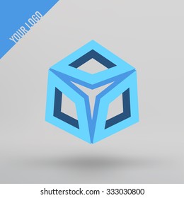 Abstract vector 3d logo. Arches in perspective projection. Figure of triangles for your design