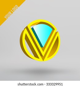 Abstract vector 3d logo. Arches in perspective projection. Figure of triangles for your design.