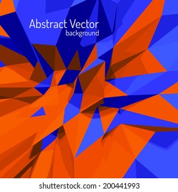 Abstract Vector 3d Low Polygon Background. Blue And Orange