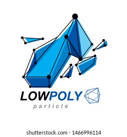 Abstract vector 3d mesh polygonal object. Communication technologies modern logotype.