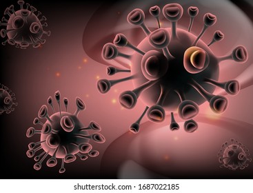 Abstract vector 3d microbe isolated on blue background. Corona virus, allergy bacteria, medical healthcare, microbiology concept. Disease germ, pathogen organism, infectious micro virology