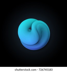 Abstract vector 3d squeezed liquid shape. Blue twisted viscous substance. Flowing cyan bubble. Cover, banner or poster design element