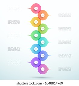 Abstract Vector 3d Stacked 10 Step Circle Infographic