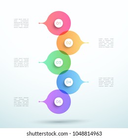 Abstract Vector 3d Stacked 5 Step Circle Infographic