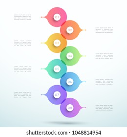 Abstract Vector 3d Stacked 8 Step Circle Infographic