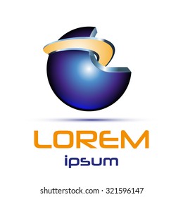 Abstract vector 3d style spheric logo template