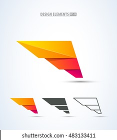 Abstract vector 3d abstract wing flying logo icons for company identity. Success icon concept in 3 different styles. Logo elements set.