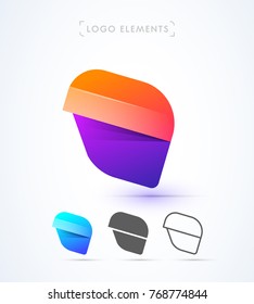 Abstract vector 3d abstract wing flying logo icons for company identity. Success icon concept in 3 different styles. Logo elements set.
