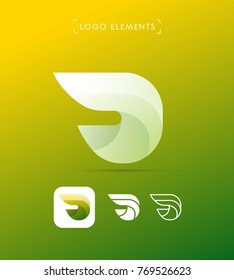 Abstract vector 3d abstract wing flying logo icons for company identity. Success icon concept in 3 different styles. Logo elements set.