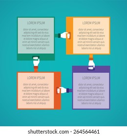 Abstract vector 4 steps infographic template in flat style for layout workflow scheme, numbered options, chart or diagram