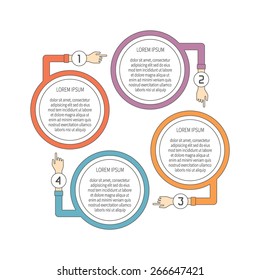 Abstract vector 4 steps infographic template in flat outline style for layout workflow scheme, numbered options, chart or diagram