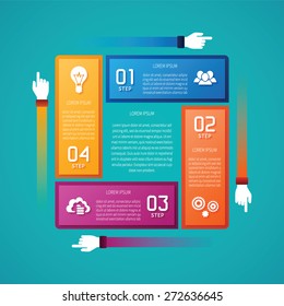 Abstract vector 4 steps infographic template in flat style for layout workflow scheme, numbered options, chart or diagram