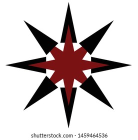 Abstract vector 8 pointed chaos star symbol icon logo