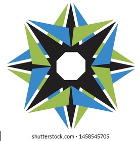 Abstract vector 8 pointed shuriken ninja star symbol icon logo