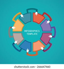 Abstract vector 8 steps infographic template in flat style for layout workflow scheme, numbered options, chart or diagram