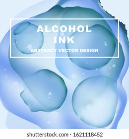 Abstract vector alcohol ink liquid illustration. 3d fluid flow shape. Color isolated splash in modern style, isolated with cool transparent texture.