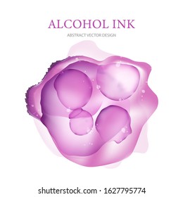 Abstract vector alcohol ink liquid illustration. 3d fluid flow shape. Color isolated pink splash in modern style, isolated with cool transparent texture.
