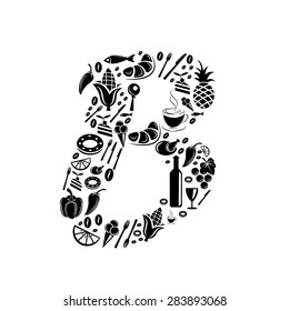 Abstract vector alphabet - B made from Food icon - alphabet set