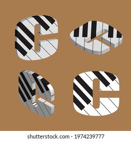 Abstract vector alphabet - C made from piano - alphabet set