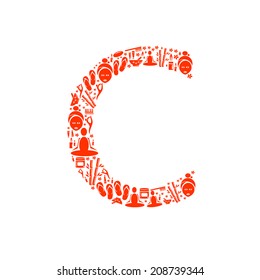 Abstract vector alphabet - C made from Icon Spa - alphabet set.
