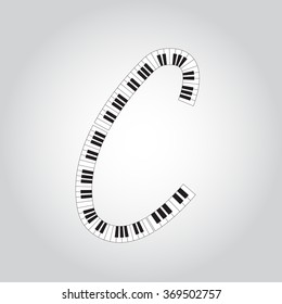 Abstract vector alphabet -  C  made from  piano - alphabet set