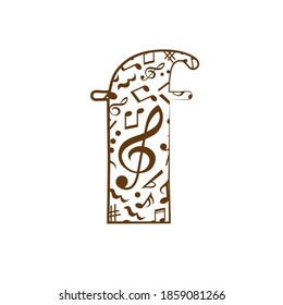 Abstracto alfabeto vector - f hecho a partir de notas de música - conjunto de alfabetos