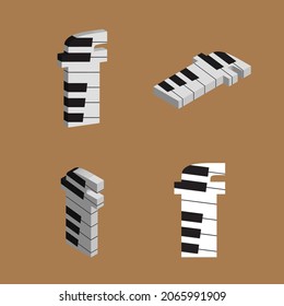 Abstracto alfabeto vector - f hecho de piano - conjunto de alfabetos